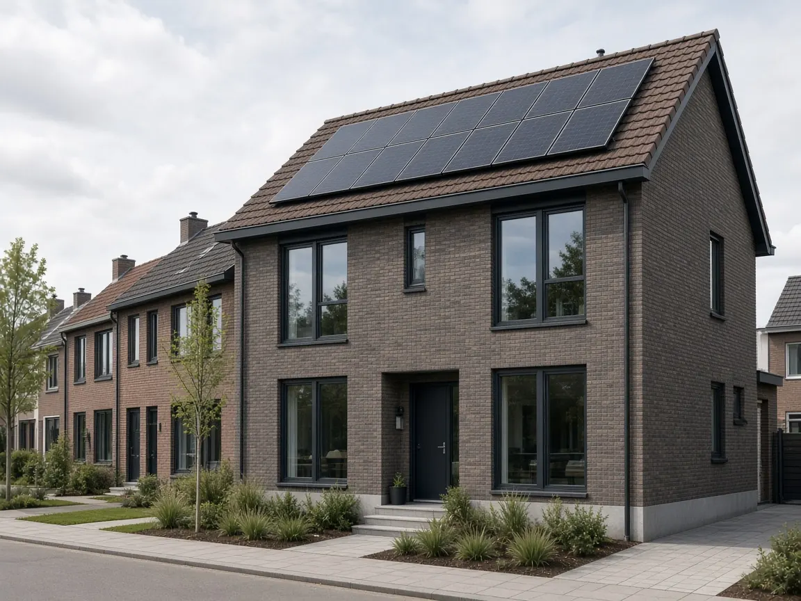 Woning in Nederland met zonnepanelen op het dak